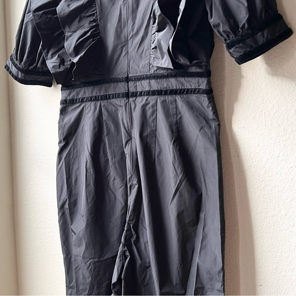 NWT HUNTER BELL Onyx Black Elva Ruffle Velvet Trim Jumpsuit Sz 4 - Picture 12 of 16